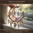 🌙 Decoração de janela pintada à mão com lua e flores 💖