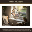 🌙 Decoração de janela pintada à mão com lua e flores 💖